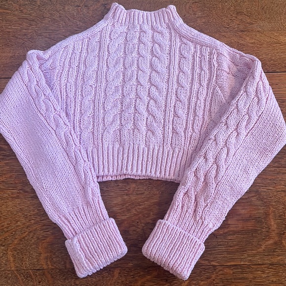 For Love And Lemons Sweaters - 🌸💕Cropped Pink Cableknit Sweater, Size S💕🌸